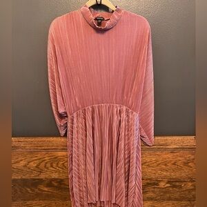 Shiny Pink Draped Halter Neck dress